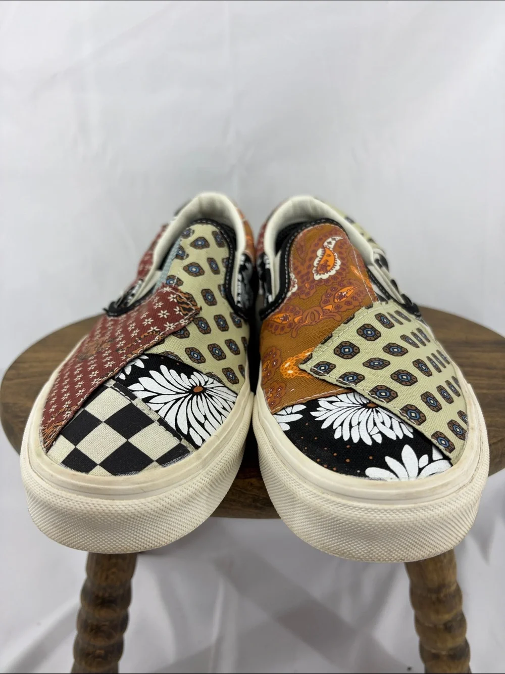 Vans Classic Tiger Patchwork Slip-On Loafers Sneakers, W 8.5, M 7